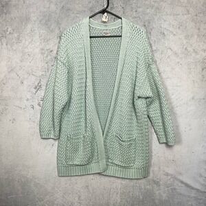 Cottagecore Textured Knit Cotton Hemp Open Front Cardigan‎ Large Relaxed Travel